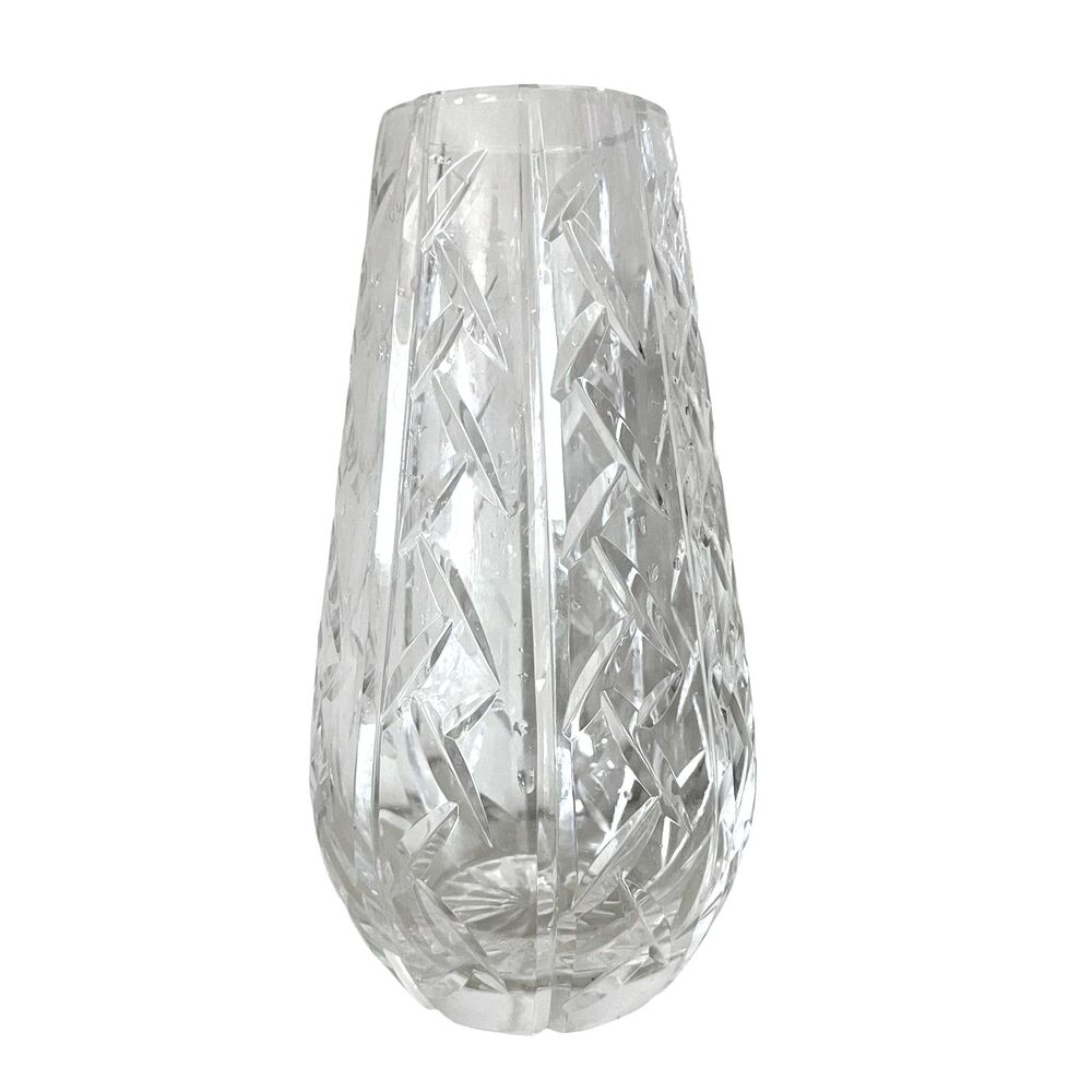 Vintage Leaded Waterford Crystal Diamond Cut Pattern Flower Vase Urn VAS9M5